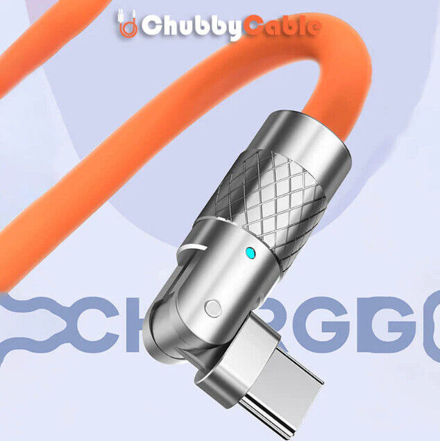 Pbuddy Zinc Alloy Silicone Chubby Charge Cable 180 Degrees Rotating 120W 6A 1m Pbuddy Zinc Alloy Silicone Chubby Charge Cable 180 Degrees Rotating 120W 6A 1m